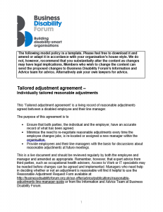 Employer’s Forum on Disability – Tailored Adjustment Agreement Template