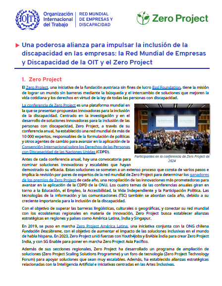 Una poderosa alianza para impulsar la inclusión de la discapacidad en las empresas: la "Red Mundial de Empresas y Discapacidad de la OIT y el Zero Project"