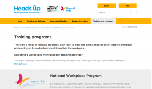 Training Programs - Heads Up