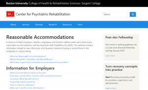 Reasonable Accommodations for People with Psychiatric Disabilities: An On-line Resource for Employers and Educators