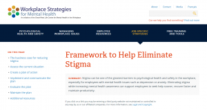 Workplace Strategies for Mental Health - Framework to help Eliminate Stigma