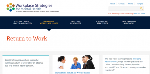 Return to Work - Workplace Strategies for Mental Health